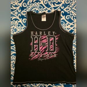 Harley-Davidson Black and Pink Graphic Tank